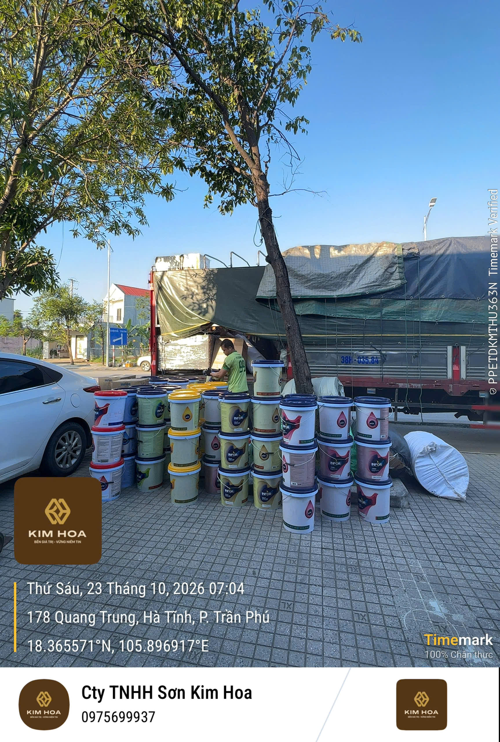 Sơn Infor về kho Công ty Sơn Kim Hoa tại Hà Tĩnh ngày 23/10/2026