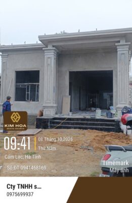 Mặt tiền công trình nhà ở đang hoàn thiện tại Cẩm Lạc – Cẩm Xuyên, Hà Tĩnh.